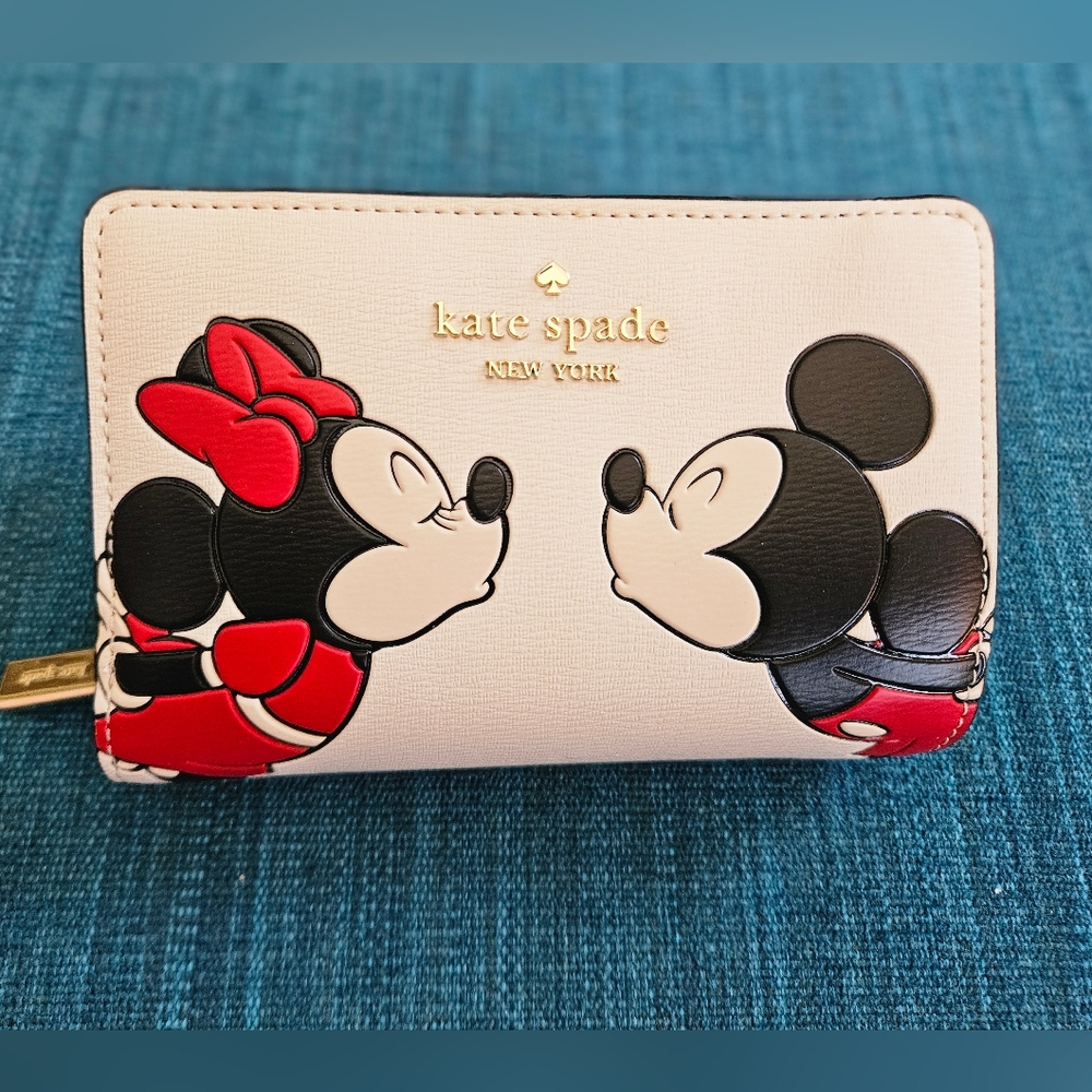 Kate Spade Cream Wallet with Mickey and Minnie Design